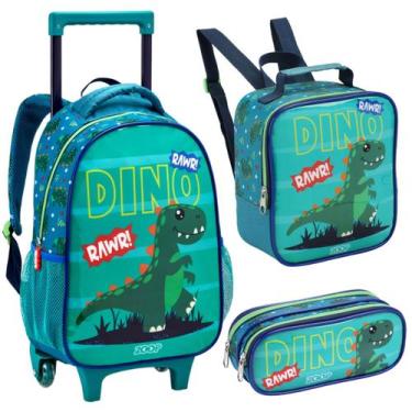 Imagem de Kit Mochila Escolar Infantil Menino Rodinha Lancheira Térmica Estojo C