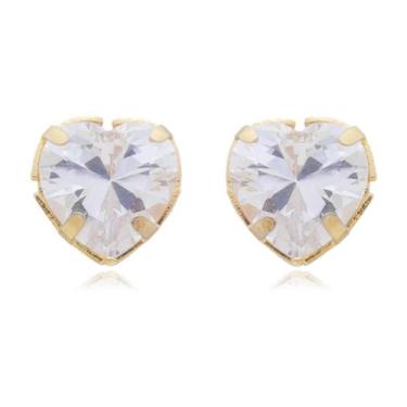 Imagem de Brinco Pequeno Pedras de Zircônia Banhado Ouro 18k Feminino - Enzara J