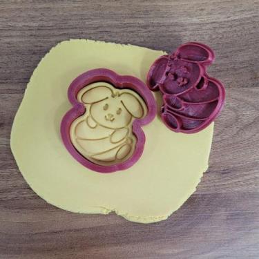 Imagem de Cortador Páscoa Coelho Deitado Ovo Decorado com Faixa - DOCE IMPRESSO,