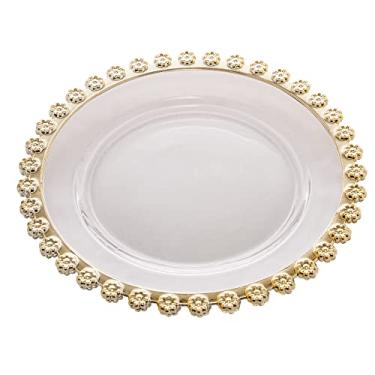 Imagem de SOUSPLAT DE CRISTAL DAISY BORDA DOURADA 32cm