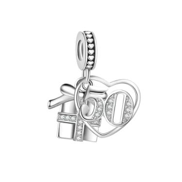 Imagem de MiiFort Caixa de presente cintilante, aniversário, amor, coração, pingente de pingente serve para pulseiras Pandora Charm Moments Celebration Bead Cubic Zirconia, One Size, Cobre, Sem Pedra Preciosa