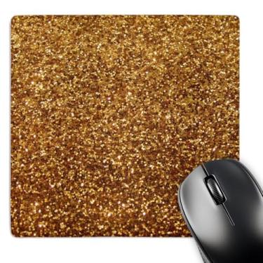 Imagem de 3dRose Mouse pad LLC 20 x 20 x 0,65 cm, foto dourada com glitter falso de textura brilhante glamourosa brilhante elegante feminino (mp_112928_1)