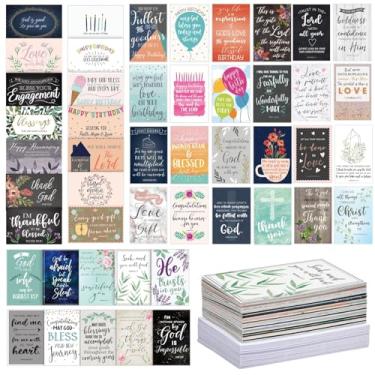 Imagem de Faithful Finds Pacote com 48 cartões de felicitações sortidos com envelopes - 10 x 15 cartões cristãos em branco para todas as ocasiões: aniversário, casamento, agradecimento; com religião, escritura