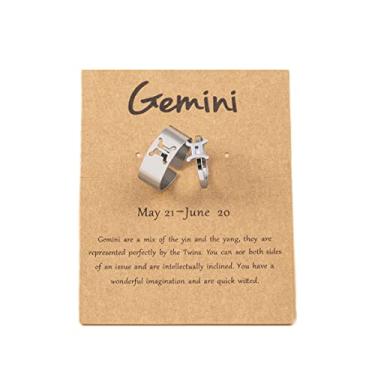 Imagem de COLORFUL BLING 12 anéis de signo do zodíaco de astrologia constelação com cartão de mensagem para mulheres e homens, anéis combinando de aço inoxidável, presentes de aniversário de amizade, Metal, Inoxidável