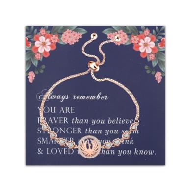 Imagem de FEELMEM Presente inspirador Phoenix Rising Phoenix Slider Pulseira Fire Bird Jewelry Phoenix Recovery Gifts, middle, Cobre, Cobre