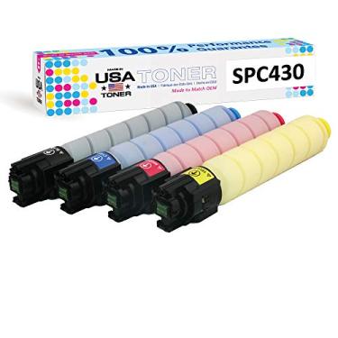 Imagem de Feito nos EUA TONER de substituição compatível para Ricoh SP C430dn SP C431dn SP C440dn Savin CLP 37DN CLP 42DN SP C440 SPC430A 821105 821106 821107 821108 (preto, ciano, magenta, AmarAmarAmarAmarAmarpacote com 4)
