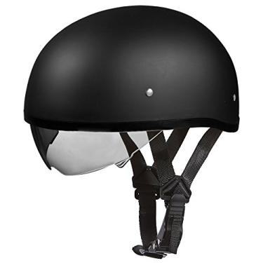 Imagem de Capacete de caveira Daytona Helmets para motocicleta meio capacete - Preto escuro com escudo interno 100% aprovado pelo DOT