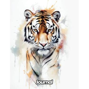 Imagem de Watercolor Tiger Journal: Wide Ruled | Gift For People Who Love Cats, Wildlife Animal Lovers | For Back To School, Office, Work | 8.5 x 11 Inches | 111 Pages | v5