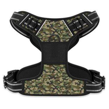 Imagem de Rnivvi Arnês para cães sem puxão, lindo peitoral refletivo de tamanho grande, colete acolchoado macio ajustável para cães grandes, colete resistente para animais de estimação com alça de controle