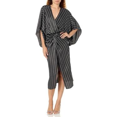 Imagem de Ramy Brook Vestido midi listrado Allyson feminino, Combo preto, 36