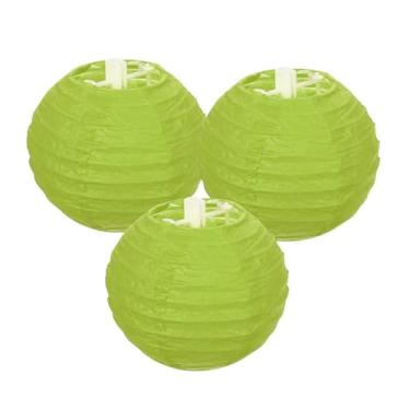 Imagem de PATIKIL Lanternas de papel redondas 10 cm/4", pacote com 3 lanternas decorativas para pendurar lâmpadas, decorações de festa para aniversário, casamento, chá de panela, decoração de casa, verde claro