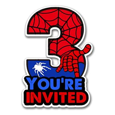 Imagem de Convites de festa de terceiro aniversário de super-herói com envelopes 3 anos de idade aniversário três formas cartão de convite menino lembrancinhas de festa suprimento, 20 unidades