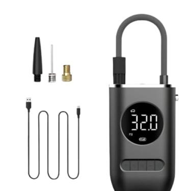 Imagem de Compressor de Ar Digital Portátil, Recarregável USB, com Display LED, Calibrador de Pneus, Preto