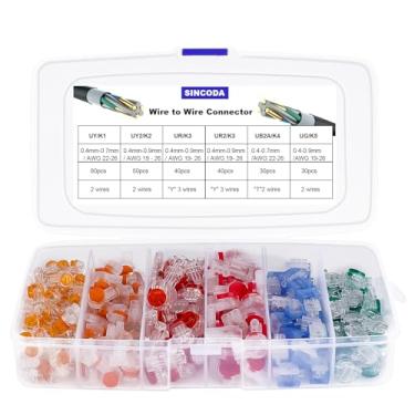 Imagem de SINCODA kit de sortimento de conectores de fio, conector de linha telefônica à prova d'água de 220 peças, portas de emenda de extremidade de fio de telefone de dados k1/k2/k3/k4/k5 kit de so