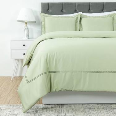 Imagem de Dreamology Capa de edredom Queen, 100% algodão, bordada, capa de edredom com 2 fronhas, qualidade hoteleira de luxo, hipoalergênico com fecho de zíper, conjunto de capa de edredom queen de 3 peças