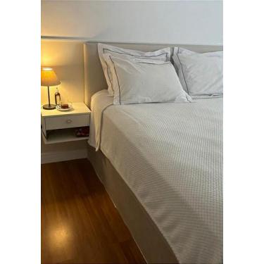 Imagem de Cabeceira Estofada Casal 1 Bloco Não é Segredo Linho Cru 140x60
