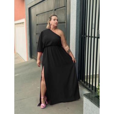 Imagem de Vestido Longo Plus Size Mula Manca Manga Curta Com Fenda Lateral Taman