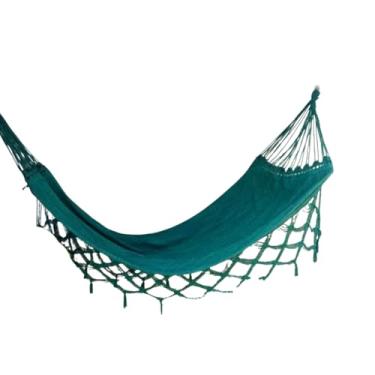 Imagem de Rede de Dormir Confotavél em Algodão Cor Verde Luxo Tamanho Casal Para Varanda Sitio Casa Descansar no Jardim