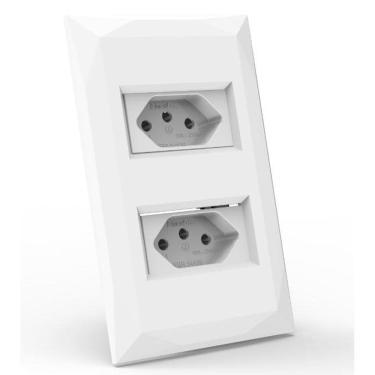 Imagem de Mt - Cj Tomada Dupla 10A Montado 4X2 - Doha Branco