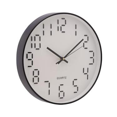 Imagem de LYOR - Relógio de Parede em Plástico Quartz Branco com Preto 30,5cm x 4cm - Decoração de Parede - Organização - Enfeites - Utilidades Domésticas
