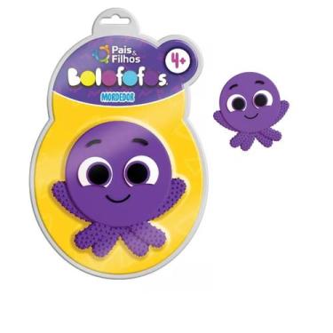 Imagem de Mordedor bolofofos roxo com textura para massagear os dentinhos e chei