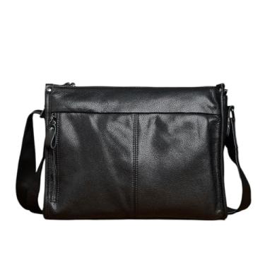 Imagem de Bolsa de ombro de couro macio masculina casual simples bolsa mensageiro de negócios bolsa crossbody de grande capacidade para homens