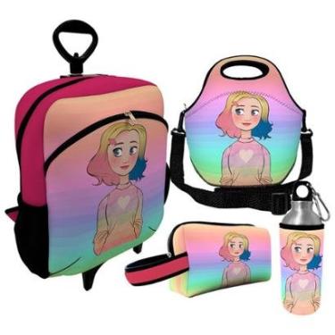 Imagem de Kit Escolar Infantil Mochila de Rodinha + Lancheira Térmica + Necessaire Plus + Squeeze de Alumíni-Unissex