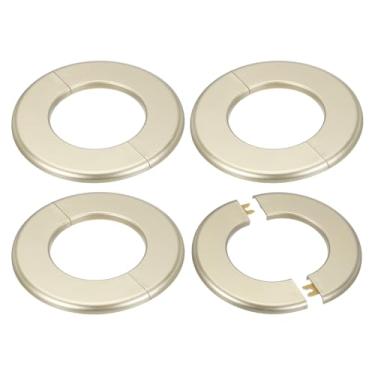 Imagem de PATIKIL Flange dividida na parede 3,07"/78 mm, 4 peças ABS redondo autoadesivo placa cobertura fivela para decoração de torneira de tubo de água, ouro