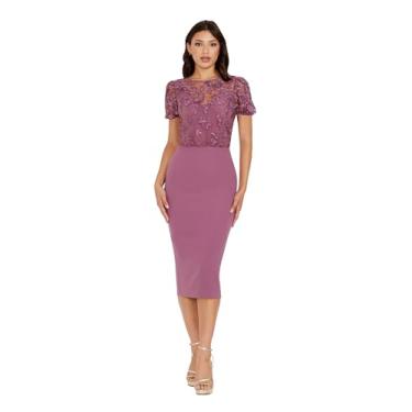 Imagem de Dress the Population Vestido midi feminino Marianne Bodycon, Orquídea, XPP