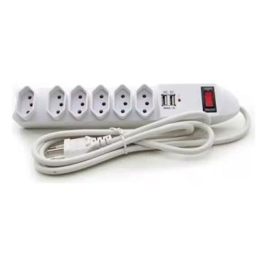 Imagem de MULTILASER Filtro de Linha 6 Tomadas 2 Entradas USB