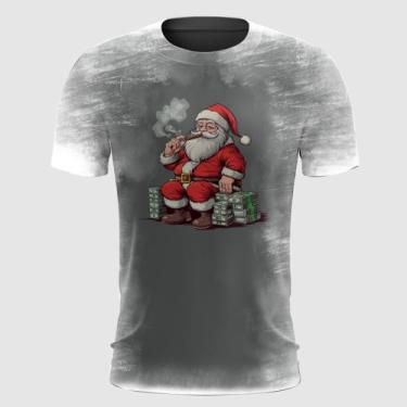 Imagem de Camiseta Papai Noel Fumando na Pilha de Dinheiro - FABRIQUETA, G
