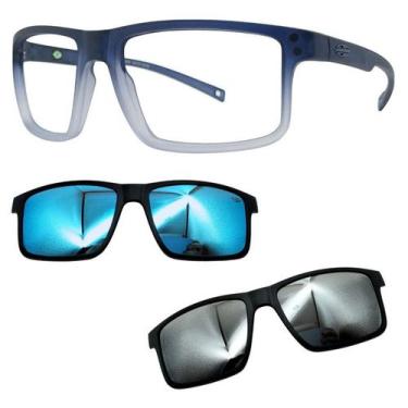 Imagem de Armação de Grau Mormaii 6127 Swap 5 DL6 Com 2 Clipons, Azul, Prata