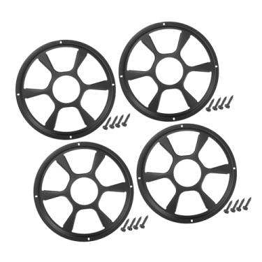 Imagem de REPAIROCK Capa universal de grade de alto-falante de carro de 25,4 cm redonda caixa protetora de subwoofer de 25,4 cm com parafusos de montagem preto - Pacote com 4 peças de reposição automotiva
