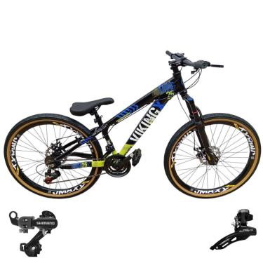 Imagem de Bicicleta 26 VikingX T25 21v Cambios Shimanos Freeride Pneu Aro 26 Balão Faixa Amarela-Unissex
