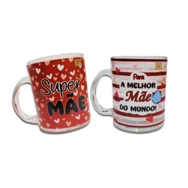 Imagem de Kit 2 Canecas de Vidro 330ml Dia Das Mães Lembrança Presente - MultiA