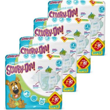 Imagem de KIT 4 Fralda Scooby Doo Hiper Tamanho P Com 80 Unidades Cada