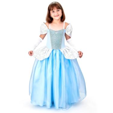 Imagem de Vestido Fantasia Princesa Cinderela Infantil Menina Longo Festas Luxo (GG)