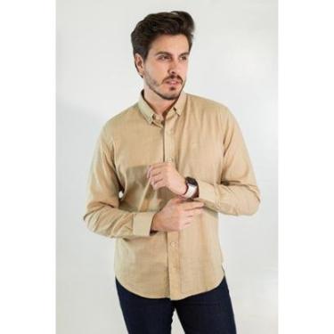 Imagem de Camisa Social Bege Masculina Manga Longa Anticorpus-Masculino