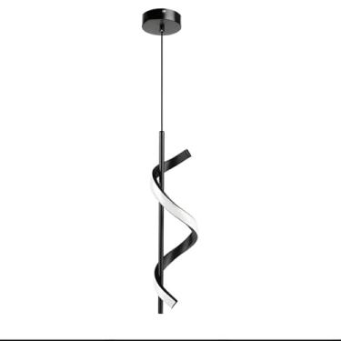 Imagem de Luminária Pendente espiral com LED embutido 10w - Ideal para quarto, sala, cabeceira de cama - Bivolt 110 / 220v (Preto)