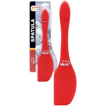Imagem de Espátula de silicone vermelha Kosher Cook – silicone resistente, de para cozinhar e assar – cabo ergonômico e aderência confortável – utensílios de cozinha codificados por cores