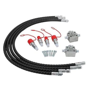 Imagem de Válvulas de desvio de maneira escavadeira para miniescavadeira de 1-2 toneladas com conexões rápidas mangueiras flexíveis de 78,7 cm, 2 acessórios de máquina