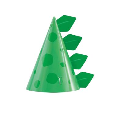 Imagem de Chapéus de festa, cartolina de dinossauro verde exclusiva em forma de cone para crianças