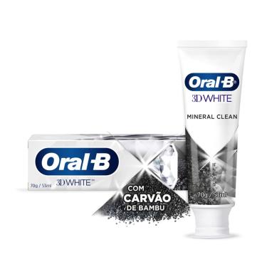 Imagem de CREME DENTAL MINERAL CLEAN CARVÃO DE BAMBU ORAL-B 3D WHITE CAIXA 70G