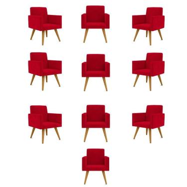 Imagem de Kit 10 Poltronas Decorativa Nina Balaqui Decor Vermelha