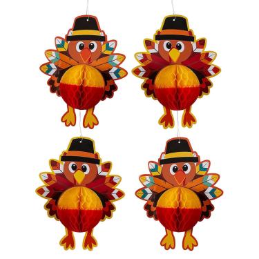 Imagem de Decorações suspensas Fun Express Turkey Honeycomb x20 - 4 peças