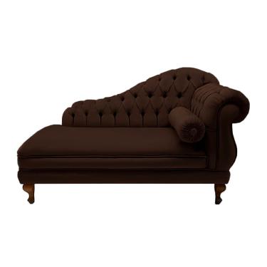 Imagem de Recamier Divã Namoradeira Larissa 185cm Esquerdo de Quem Senta Suede Marrom - dl decor