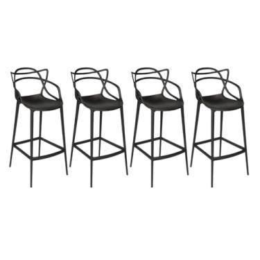 Imagem de Decoreshop, Kit com 4 banquetas Masters Allegra 76cm Pretas Bancada, Churrasqueira, Bar
