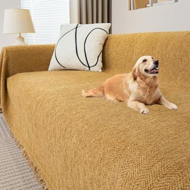 Imagem de Sofa Cover, Waterproof Couch Cover, Thickened Chenille Sofa Cover, Pet-Friendly Wear-Resistant Sofa Cover, Washable Sofa Cover for Living Room(Orange,71 * 118in)