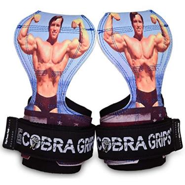 Imagem de Luvas de levantamento de peso Cobra Grips PRO, alças resistentes alternativas, ganchos de levantamento de peso melhores para elevadores de morte ajustáveis de neoprene acolchoados para pulsos de suporte para musculação (couro de Arnold de rosa)