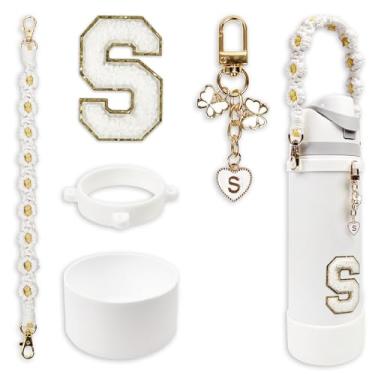 Imagem de Conjunto de monograma fofo de bota de silicone compatível com garrafa de água Owala 947 ml - Acessórios perfeitos para Owala Tumbler, Owala Free Sip, Pink Owala, Black Owala, copo de café owala